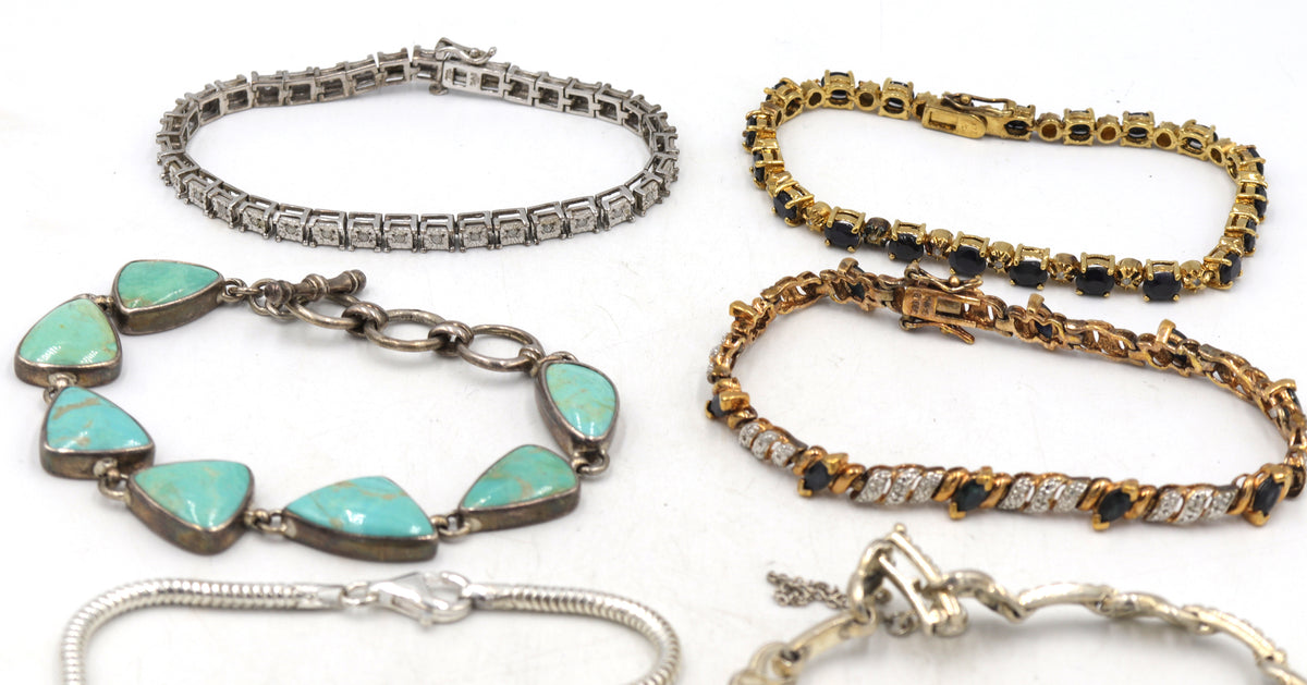 Group lot of 6 Vintage 925 sterling silver bracelets