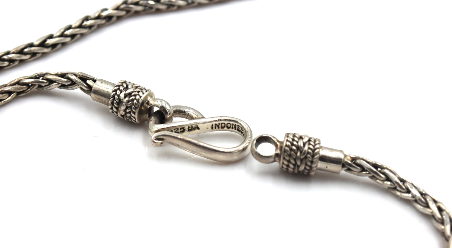 Vintage 925 sterling silver signed Byzantine chain necklace