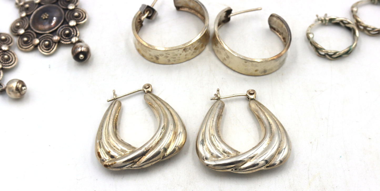 Group lot of Vintage 925 sterling silver earrings
