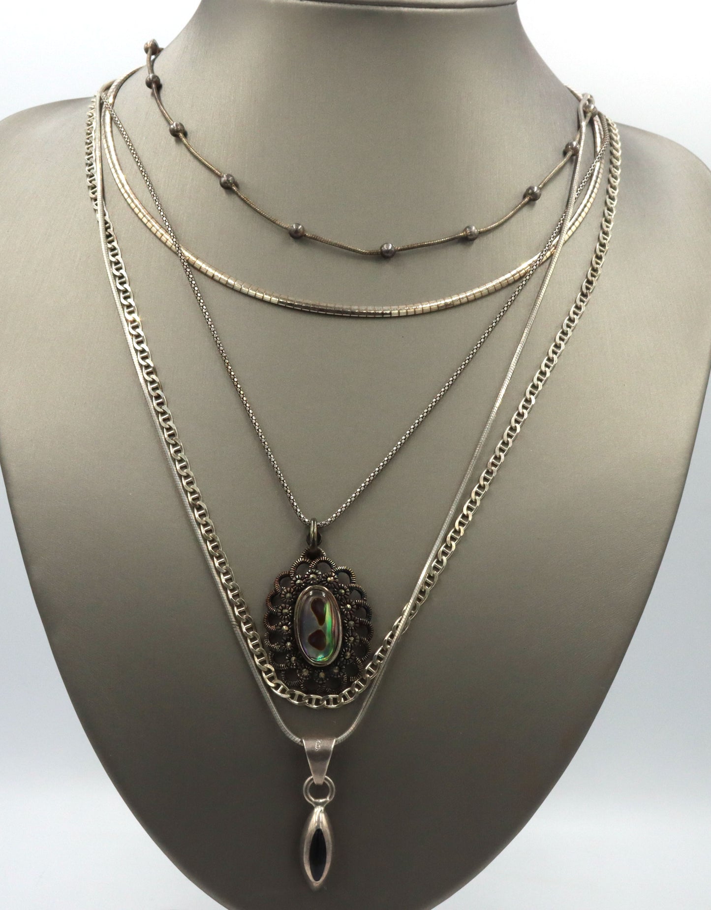 Vintage 925 sterling silver group lot of 6 vintage 925 sterling silver necklaces