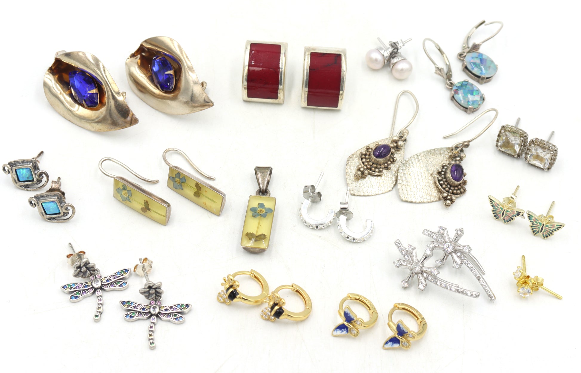 Vintage 925 sterling silver group lot of earrings