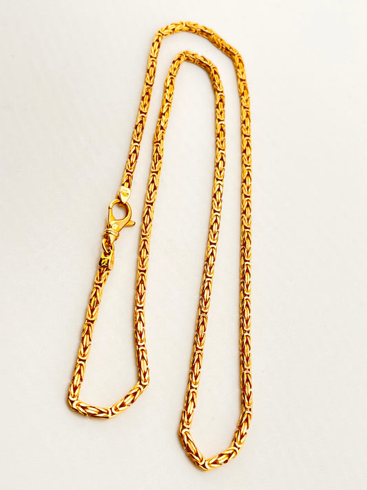 Italian 14KT Yellow Gold Solid 3MM Byzantine Chain Necklace