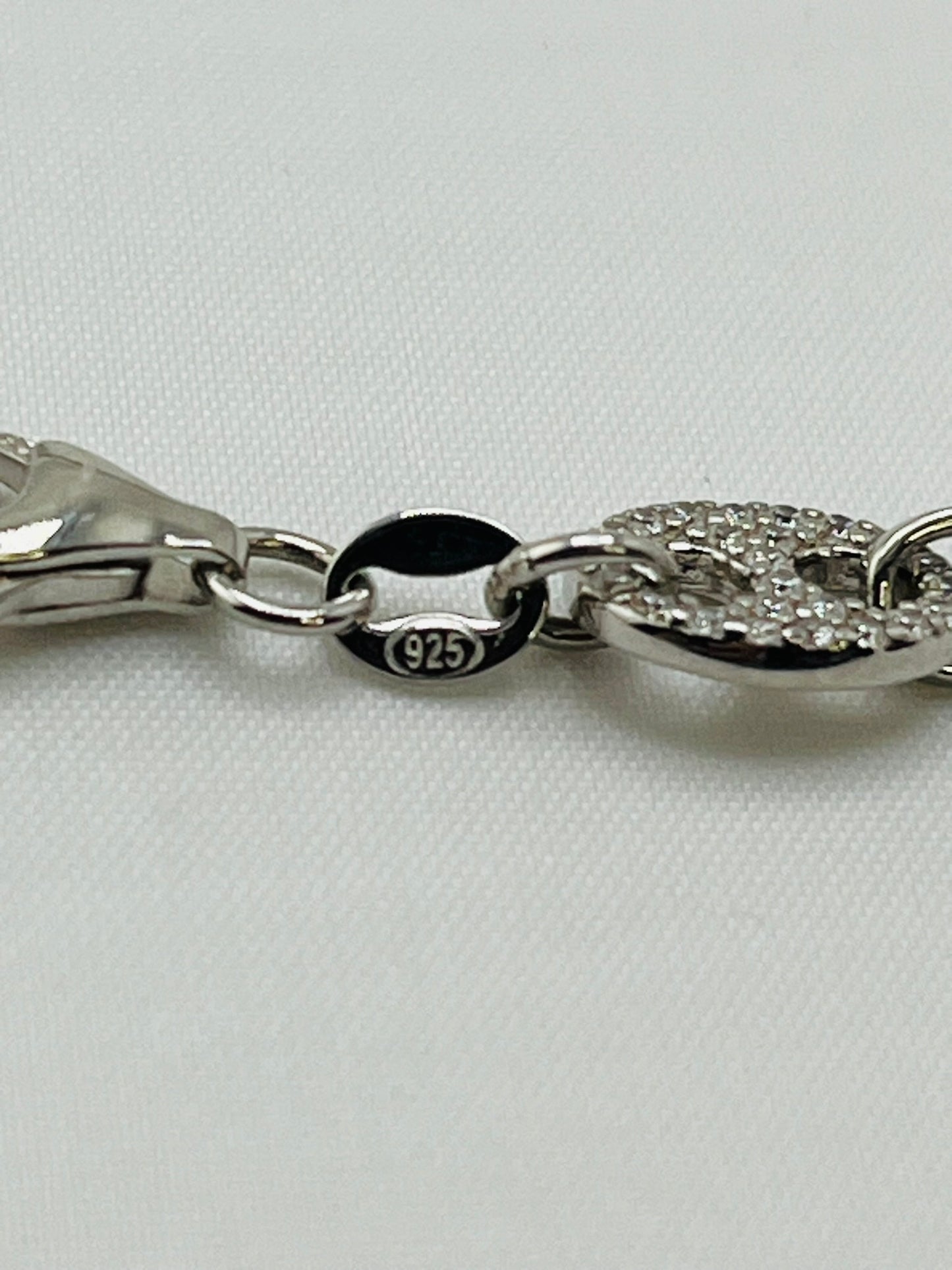 925 Sterling Silver Gucci Inspired Alternative Crystal Link Chain