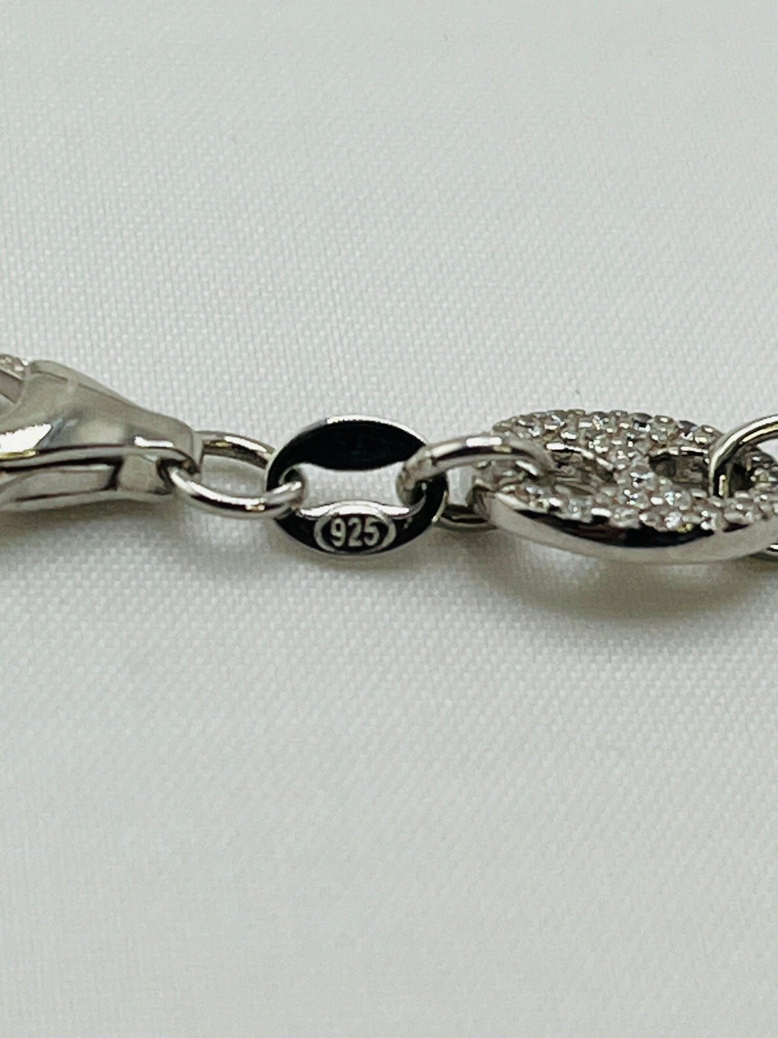 925 Sterling Silver Gucci Inspired Alternative Crystal Link Chain