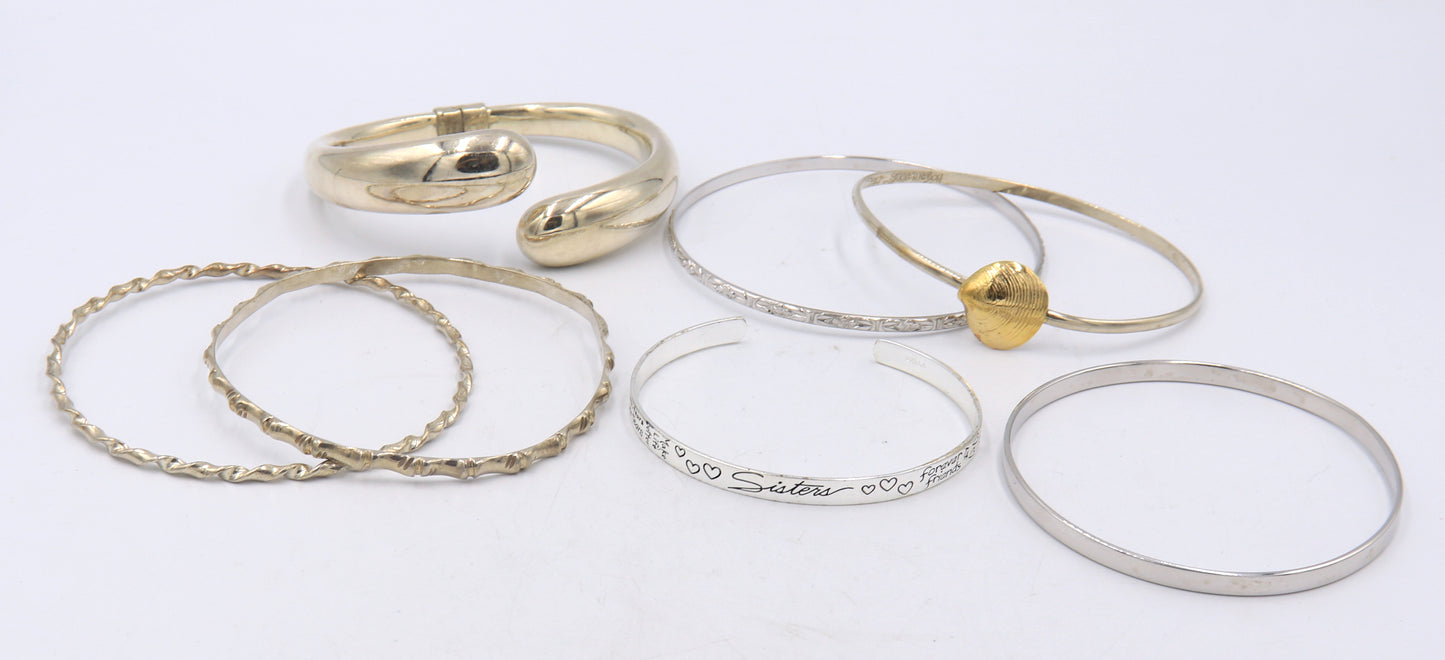 Group Lot of Vintage 925 Sterling Silver Bangles