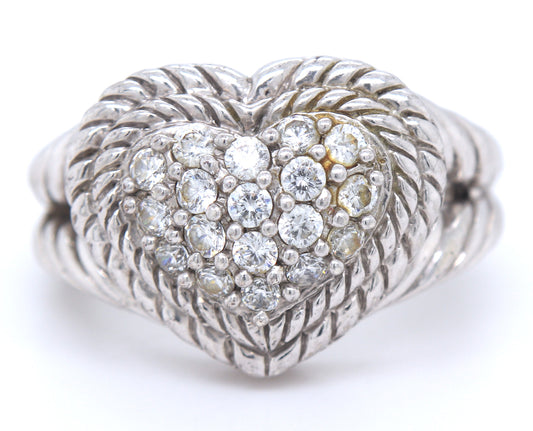 925 Sterling Silver Judith Ripka CZ heart Shaped ring
