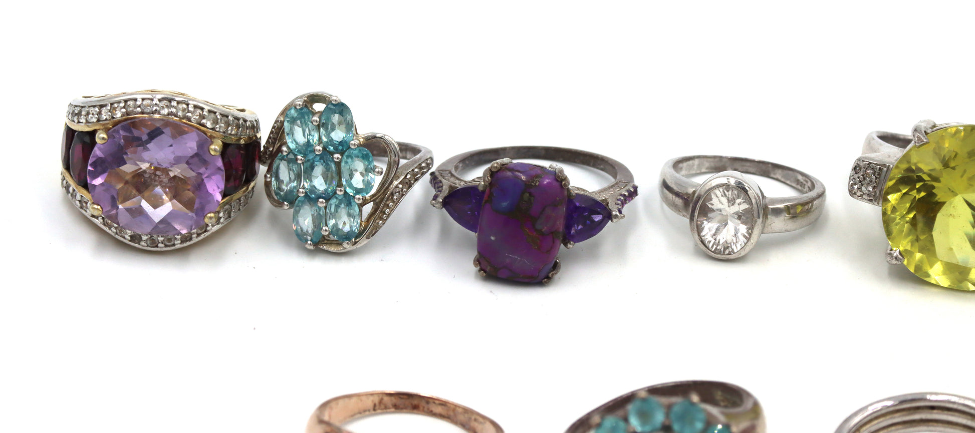 Group lot of vintage 925 sterling silver gemstone rings