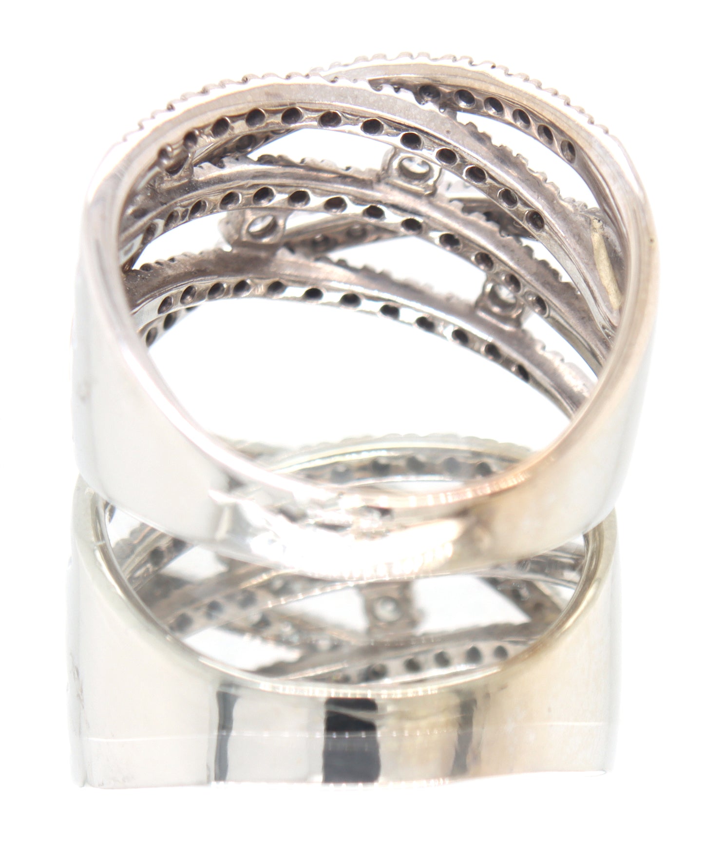 14kt White Gold approximate 1.35ctw Multi Row Orbit Diamond Ring