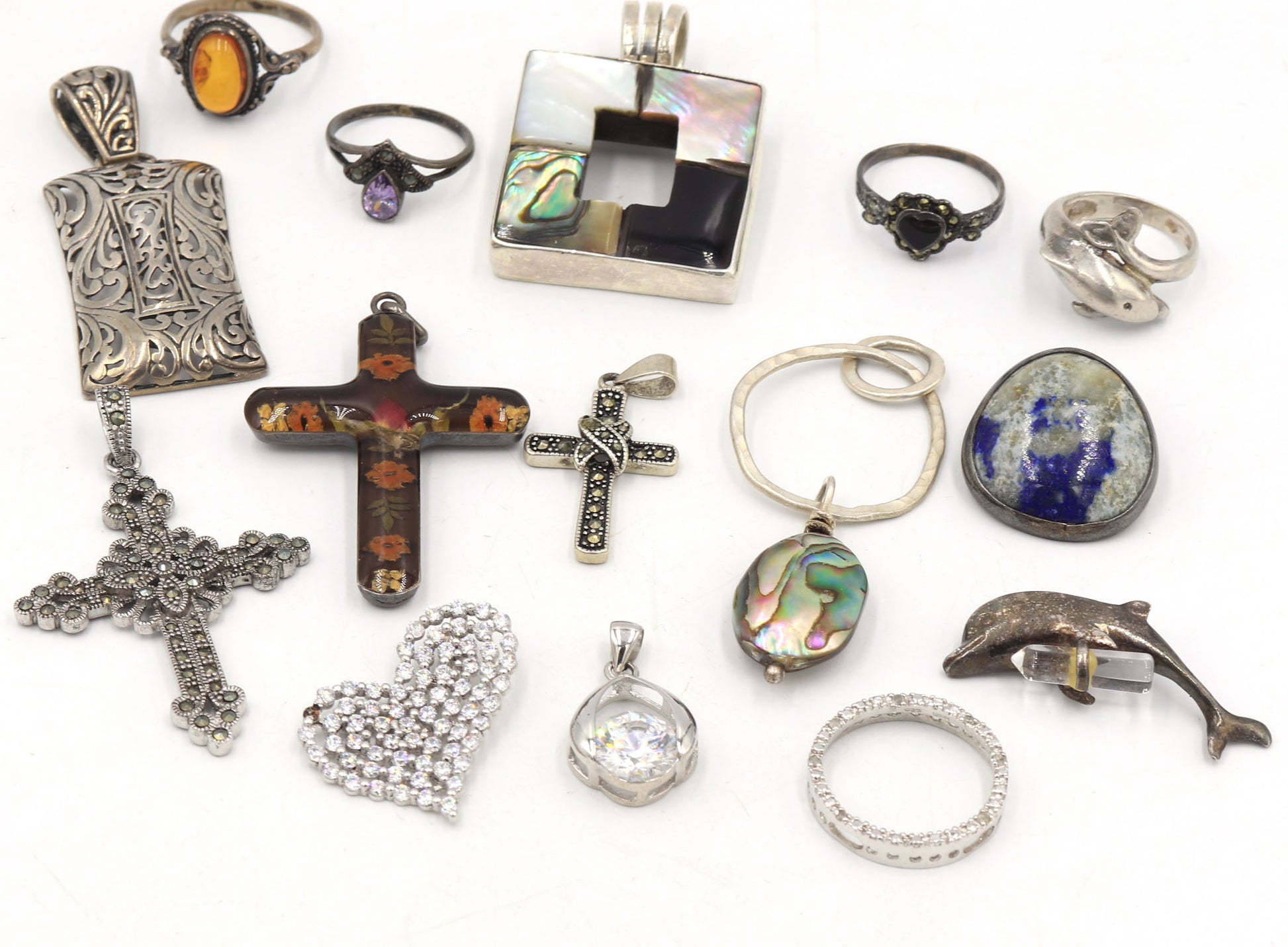 Group lot of Vintage 925 sterling silver misc jewelry