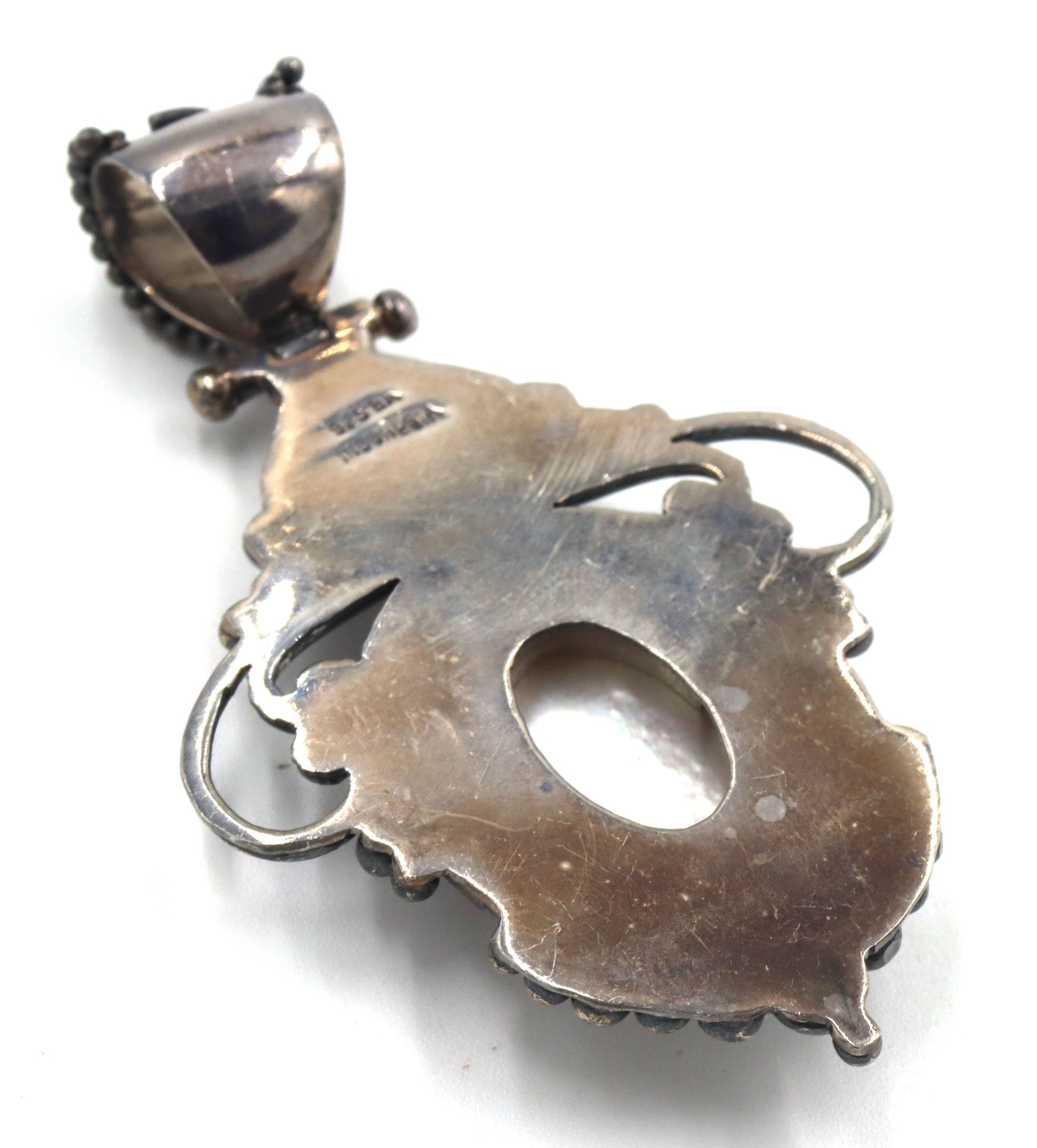 925 Sterling silver signed Indonesia mother of pearl pendant