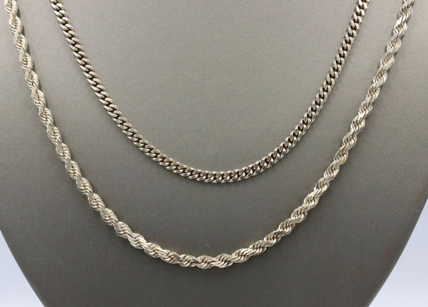 Group lot of 2 vintage 925 sterling silver chains