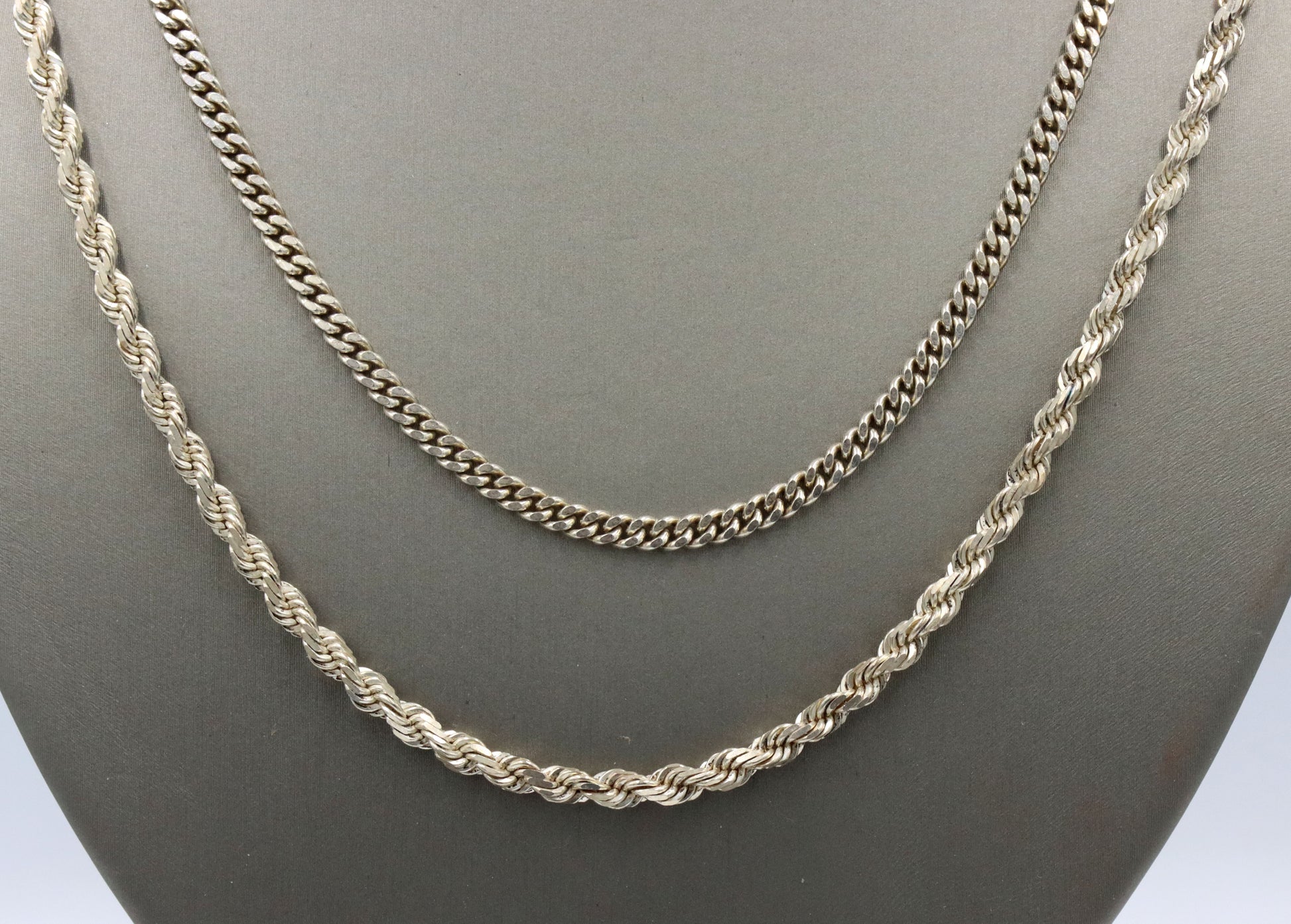 Group lot of 2 vintage 925 sterling silver chains