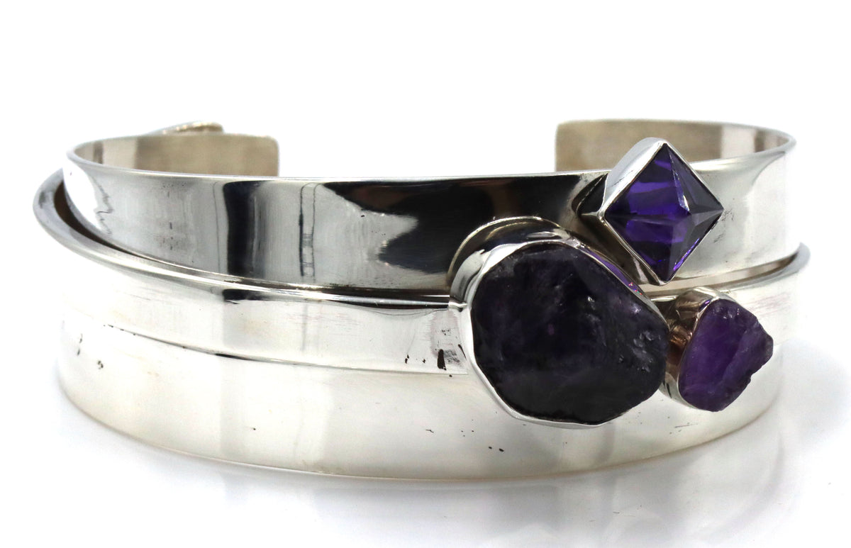 925 Sterling silver Lilly Barrack amethyst bangle bracelet