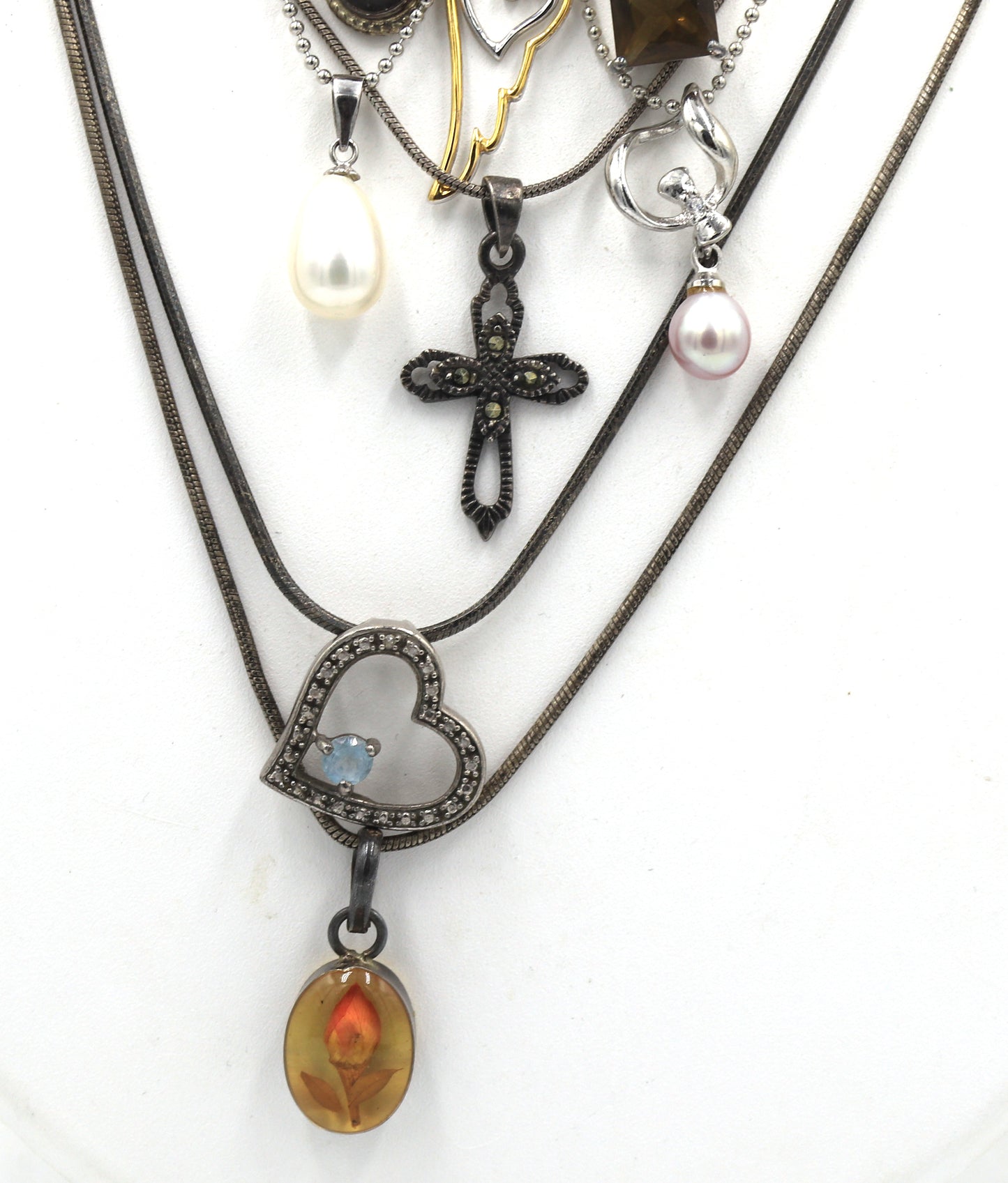 Group lot of Vintage 925 sterling silver necklaces