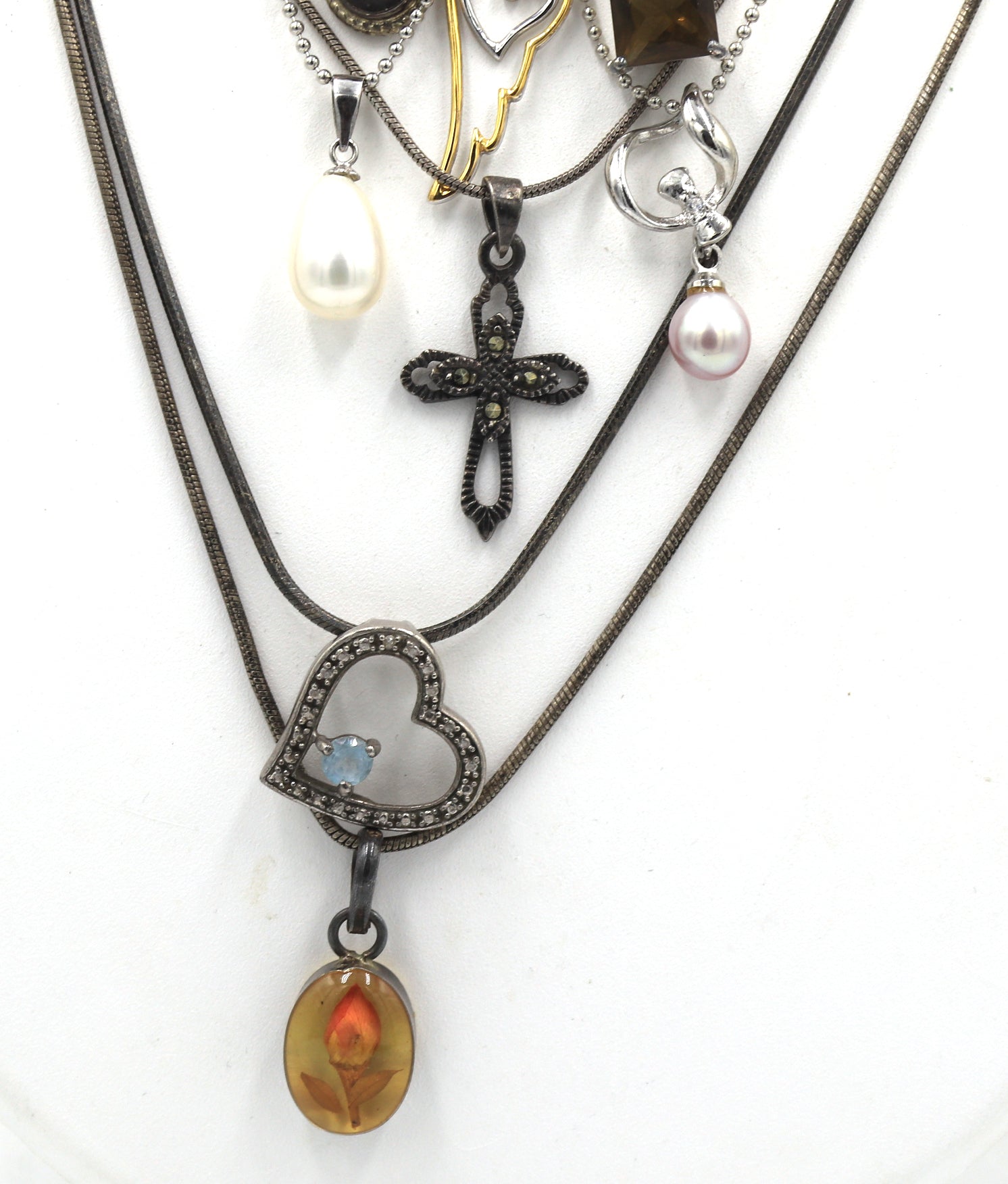 Group lot of Vintage 925 sterling silver necklaces