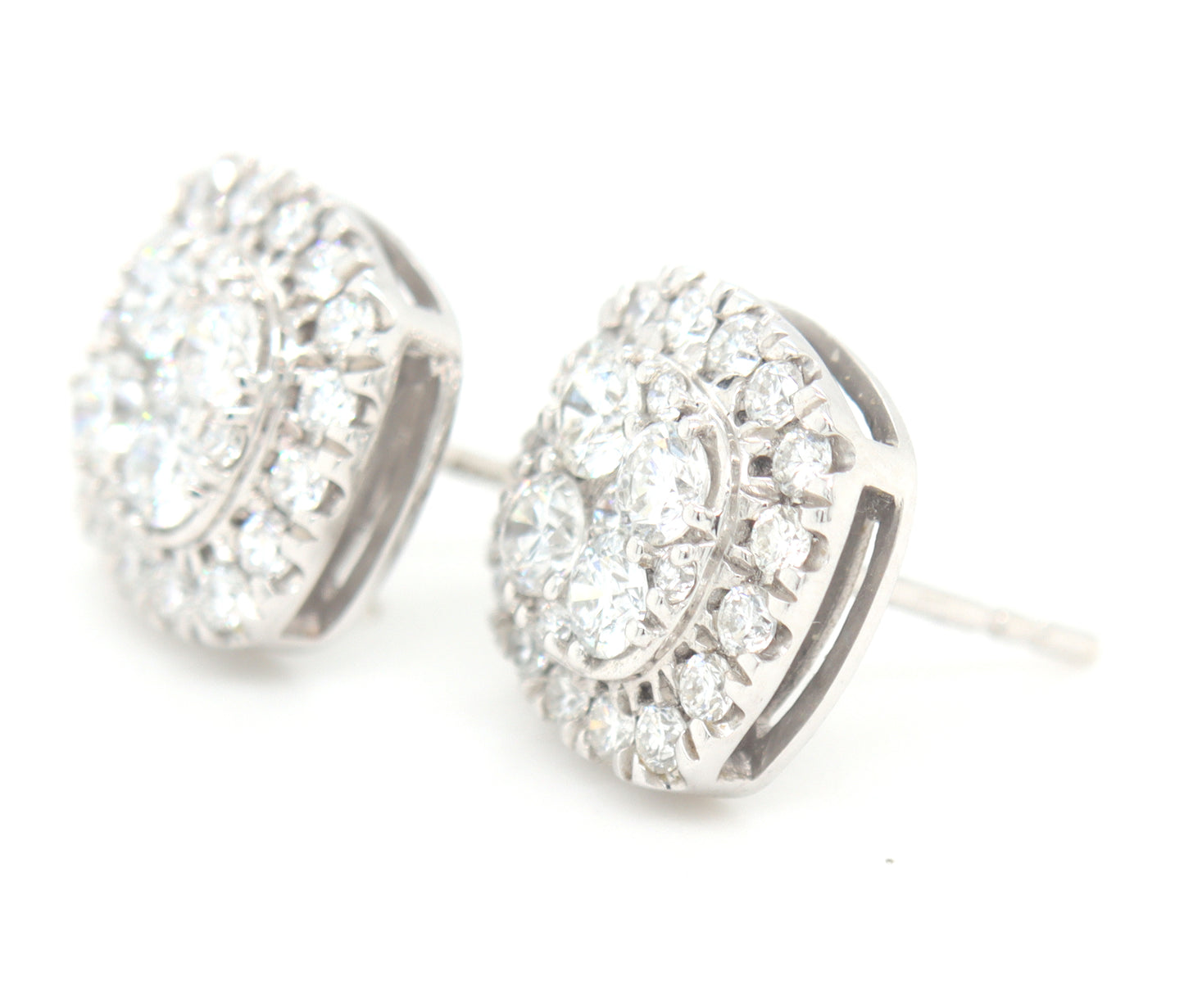 14kt White gold Lab grown diamond cluster earrings