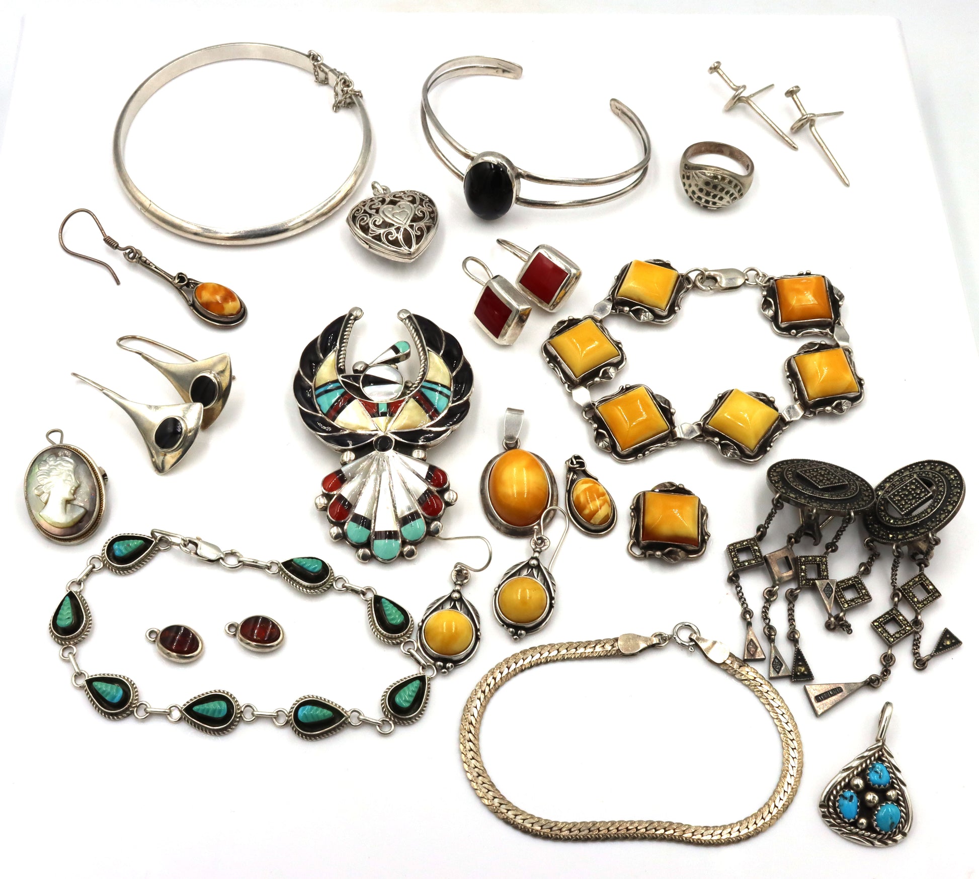 Big group lot of vintage 925 sterling silver mixed jewelry