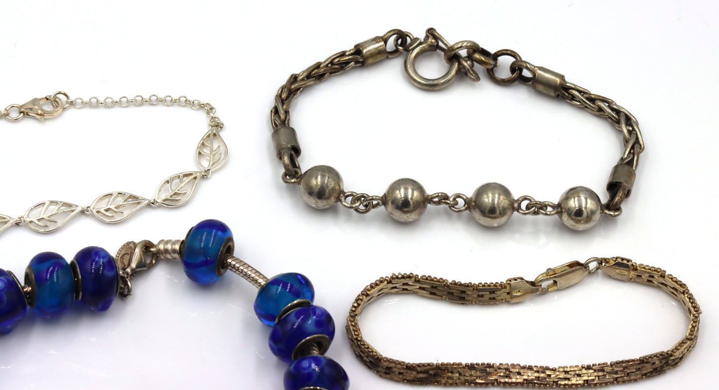 Group lot of 7 Vintage 925 sterling silver bracelets