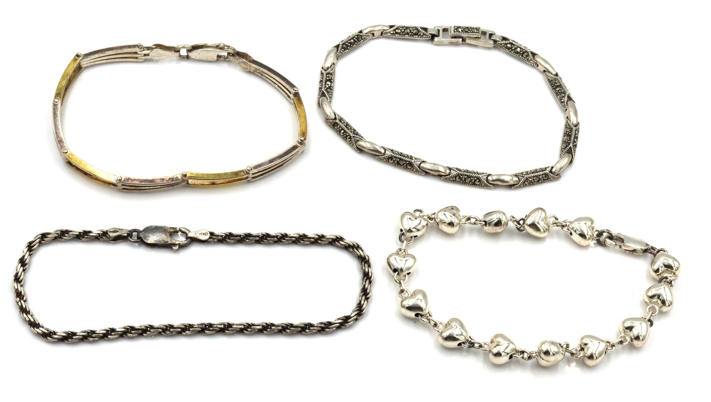 Group lot of Vintage 925 sterling silver 4 bracelets