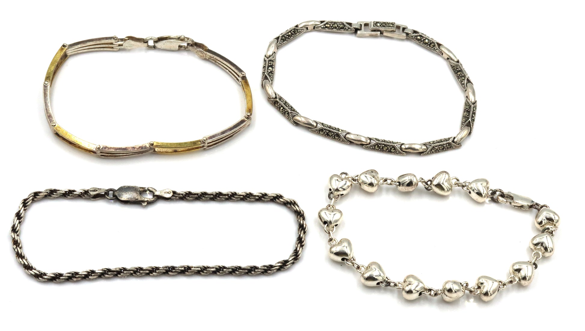 Group lot of Vintage 925 sterling silver 4 bracelets
