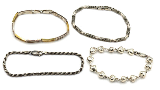 Group lot of Vintage 925 sterling silver 4 bracelets