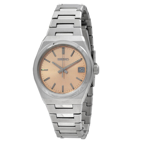 Seiko Classic Women’s Quartz Watch – Salmon Dial, Stainless Steel Bracelet, 34mm