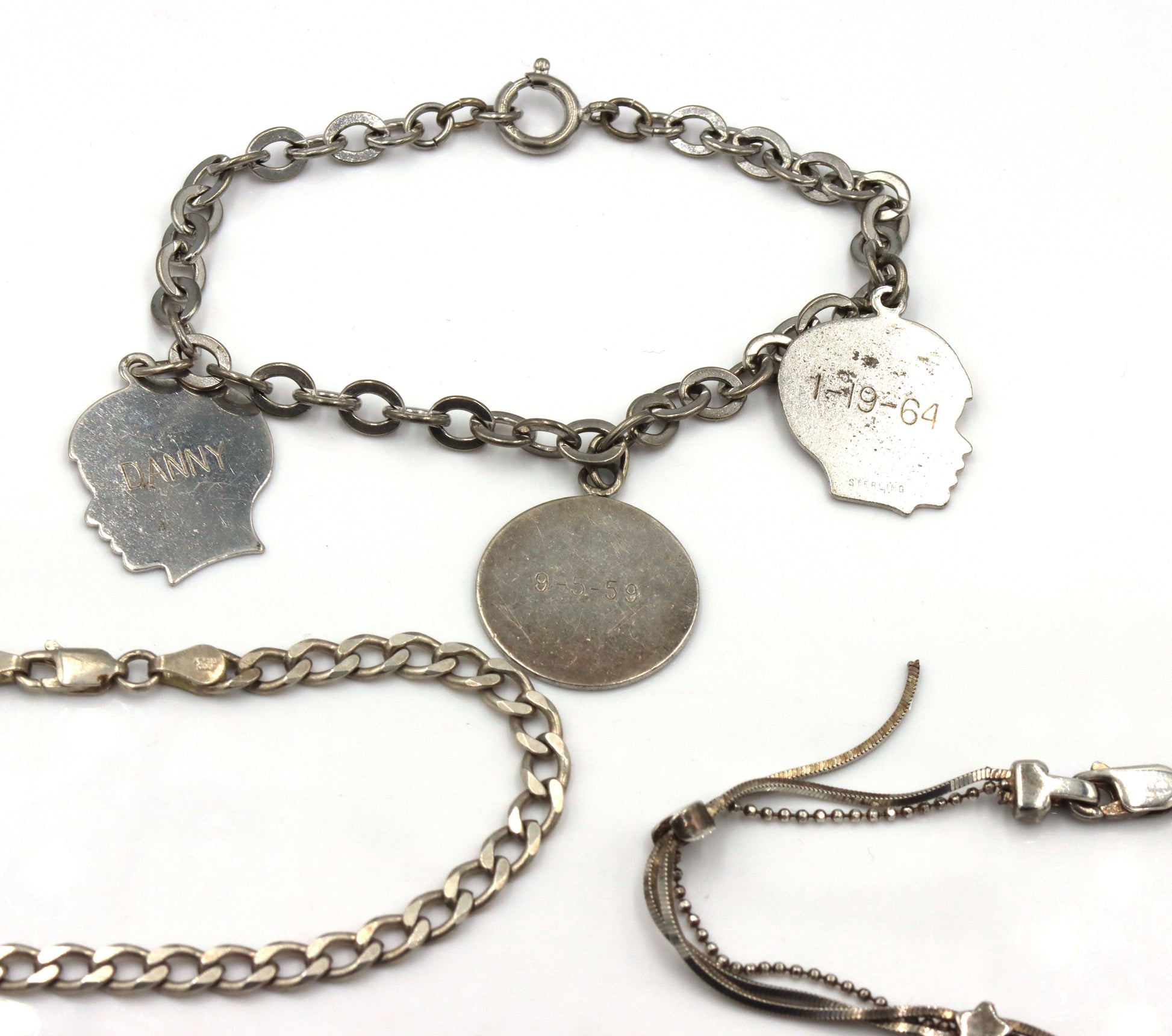 Group lot of 6 Vintage 925 sterling silver bracelets
