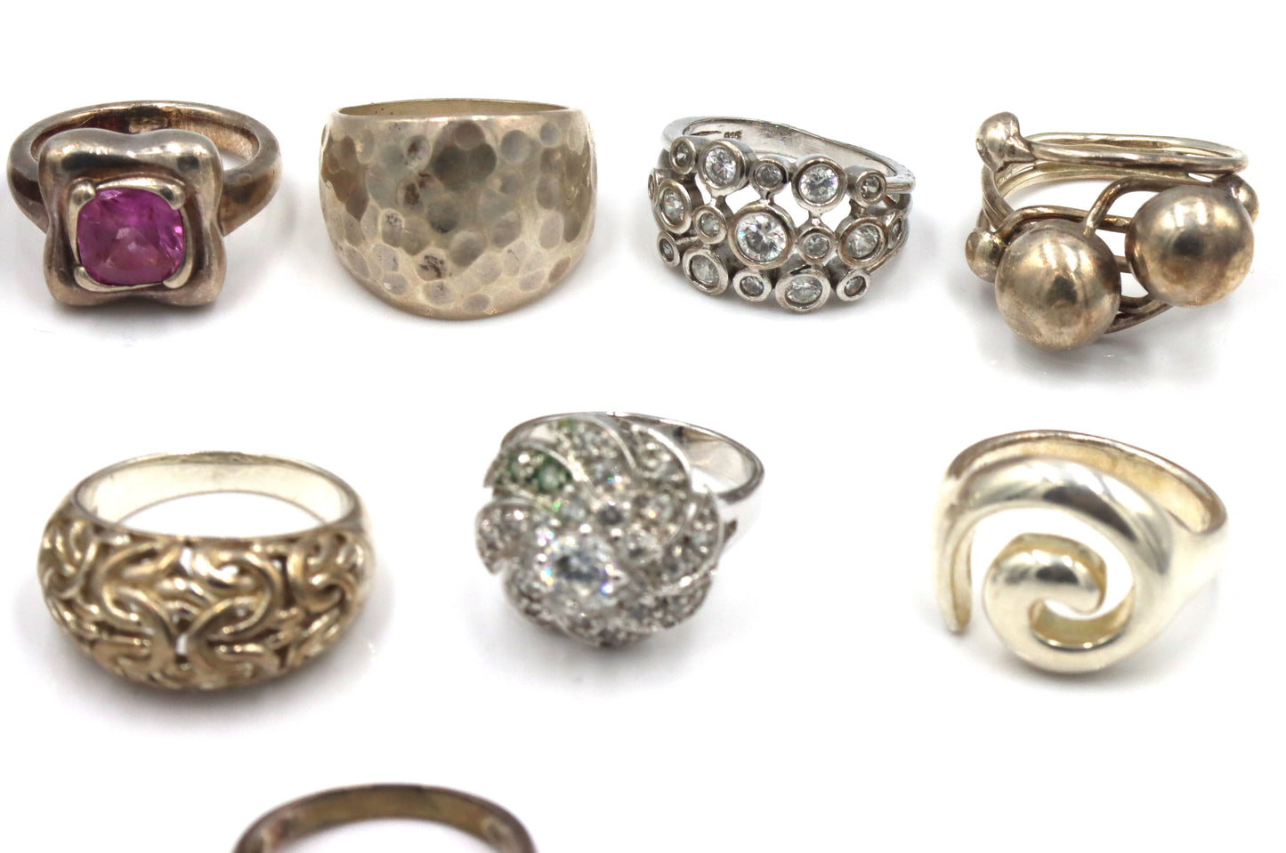 Group lot of Vintage 925 sterling silver 12 rings