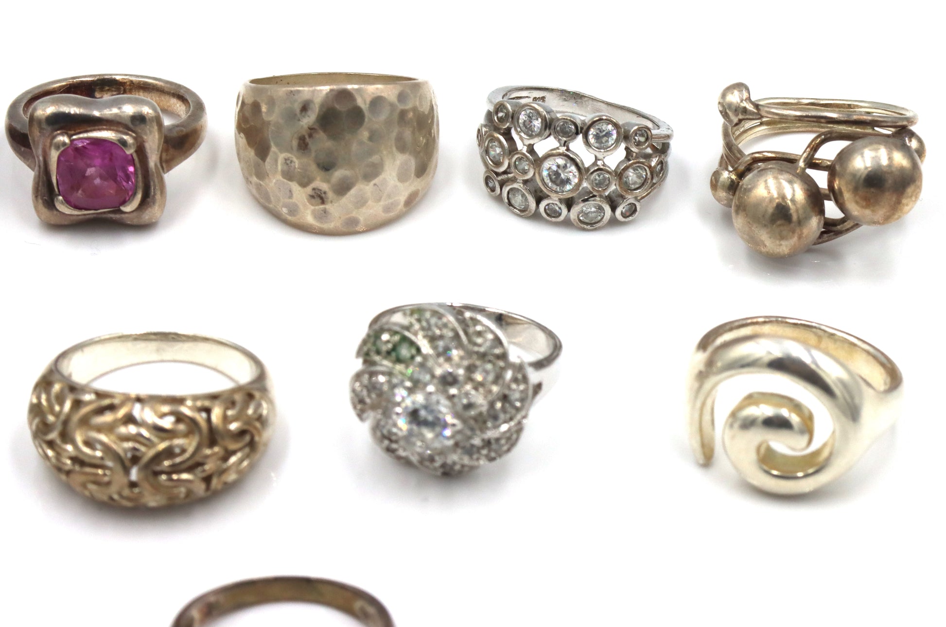 Group lot of Vintage 925 sterling silver 12 rings