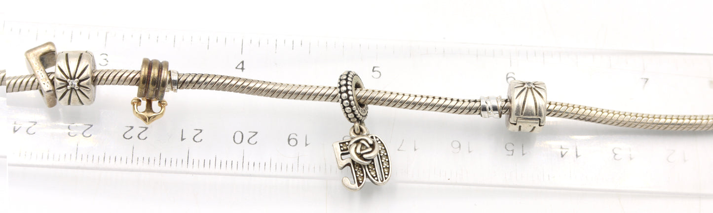 925 Sterling silver Pandora bracelet with charms