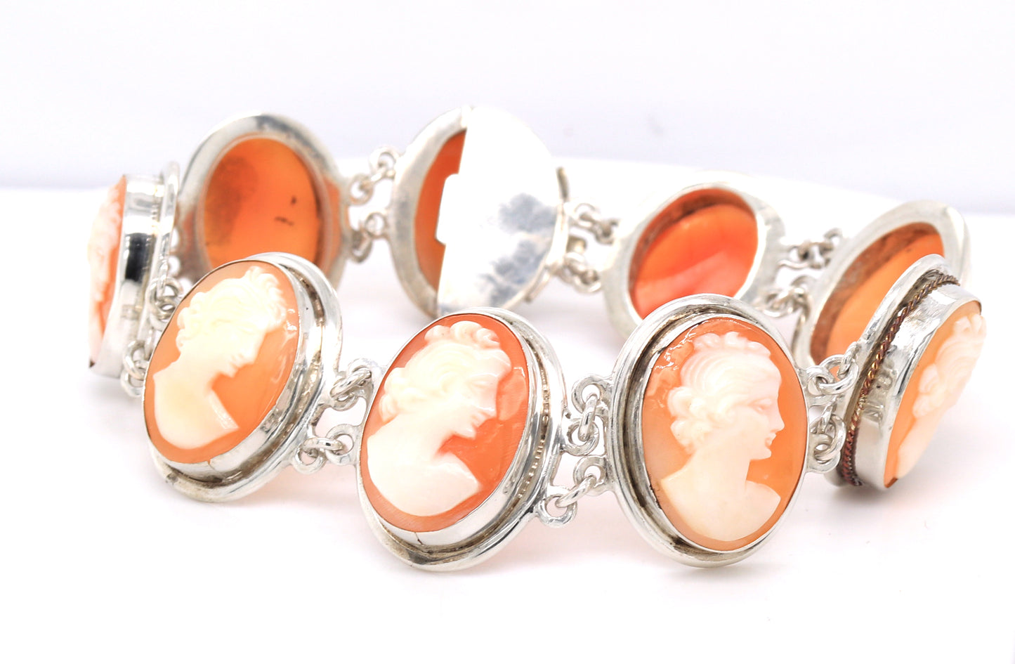 925 Sterling silver Cameo link bracelet