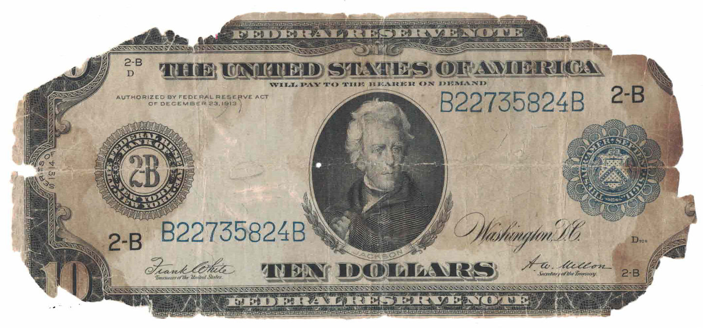 1914 $10 Dollars Federal Reserve US Note