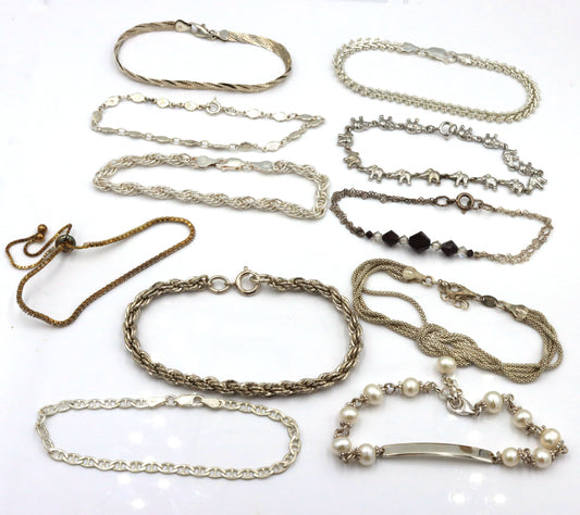Group lot of 11 vintage 925 sterling silver bracelets