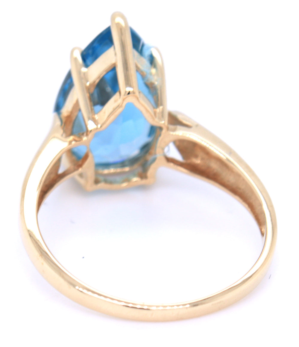 14kt Yellow gold Pear shaped blue topaz Ring