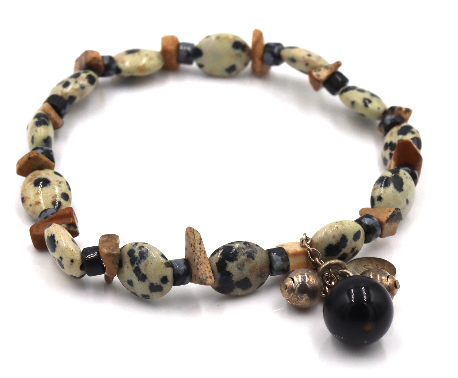 Jasper bracelet with 925 sterling silver charms