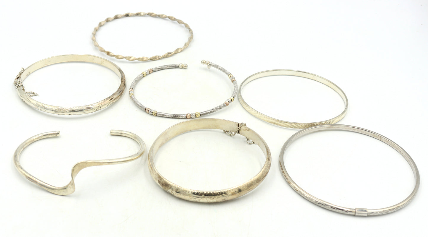 Vintage 925 sterling silver group lot of 7 bangles