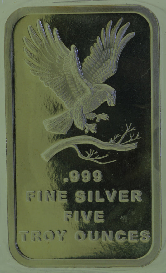 Eagle Prospector and Donkey 5 oz. 999 Fine Silver Bar