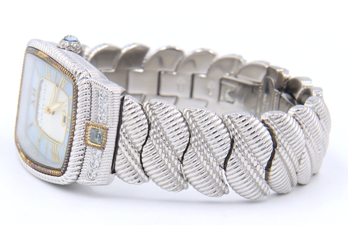 Judith Ripka Blue Mother of Pearl Rectangle Dial Watch