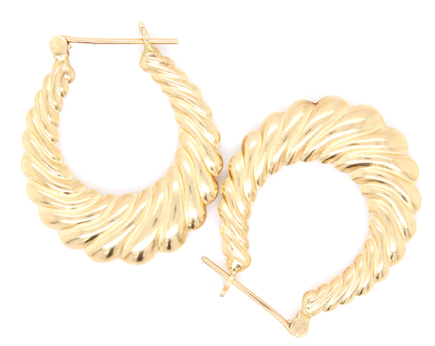 14kt Yellow gold shrimp hoop earrings