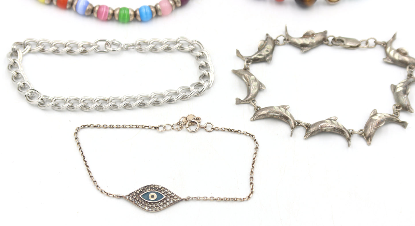 Group lot of  vintage 925 sterling silver bracelets