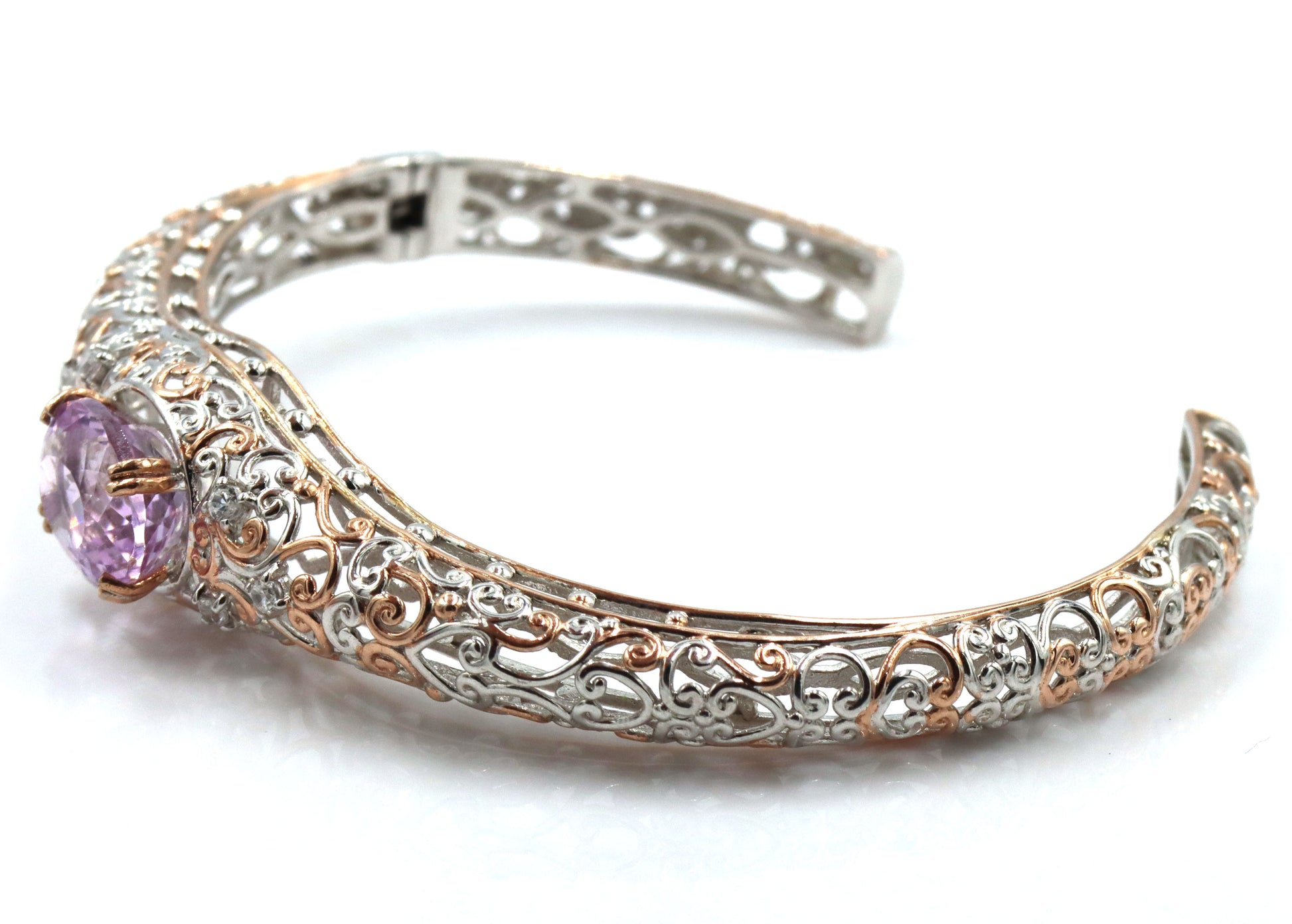 Gems En Voque 925 sterling silver Kunzite Cuff Bracelet
