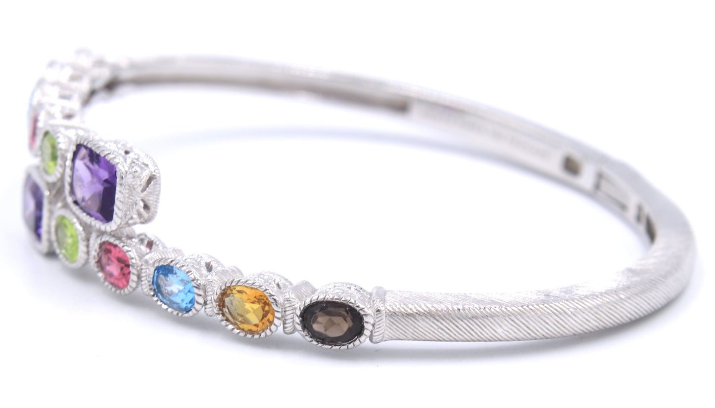 Judith Ripka multi color stone bypass bangle