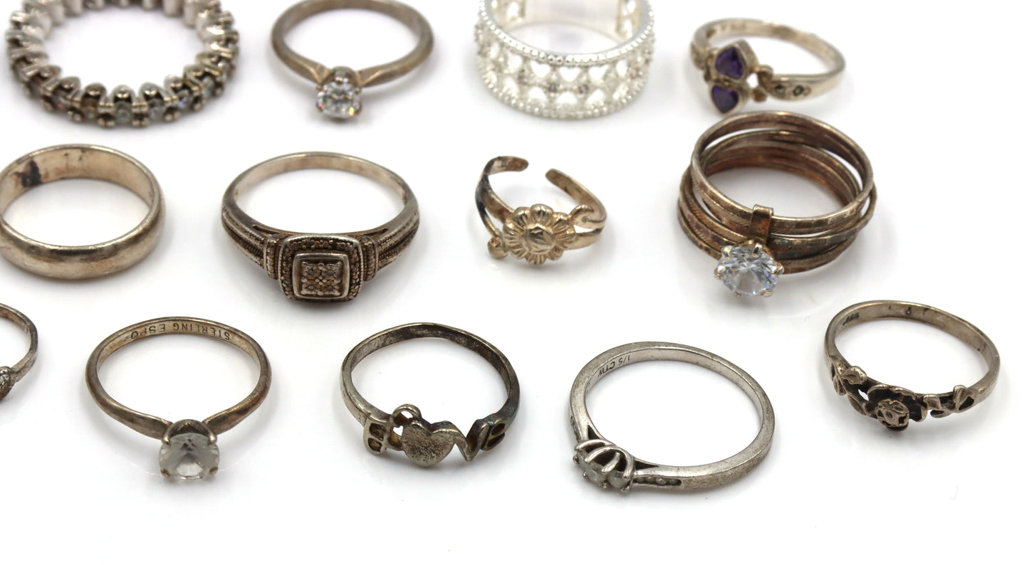 Group lot of vintage 925 sterling silver rings