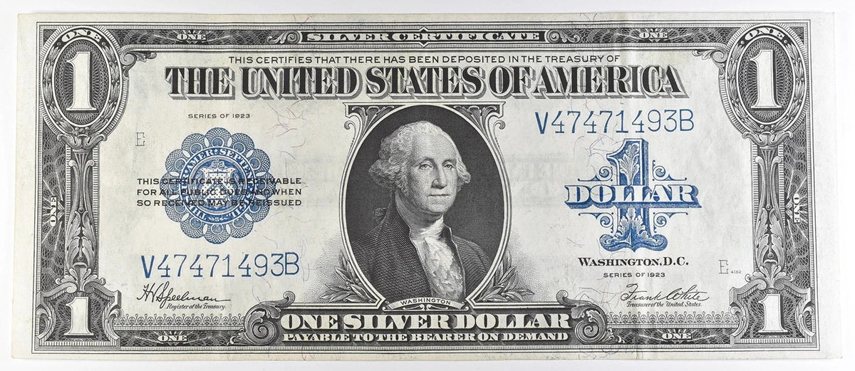 1923 $1 Silver Certificate Series of 1923 Washington Serial V47471493B Large Size Note