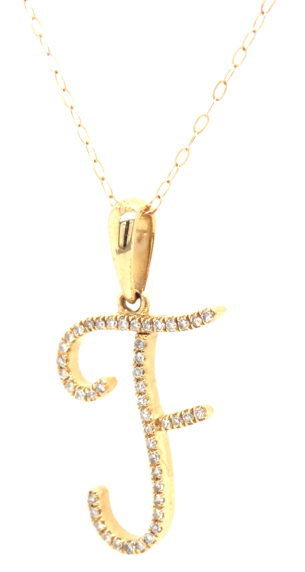 14kt Yellow gold 0.14ctw Diamond F Initial pendant on chain
