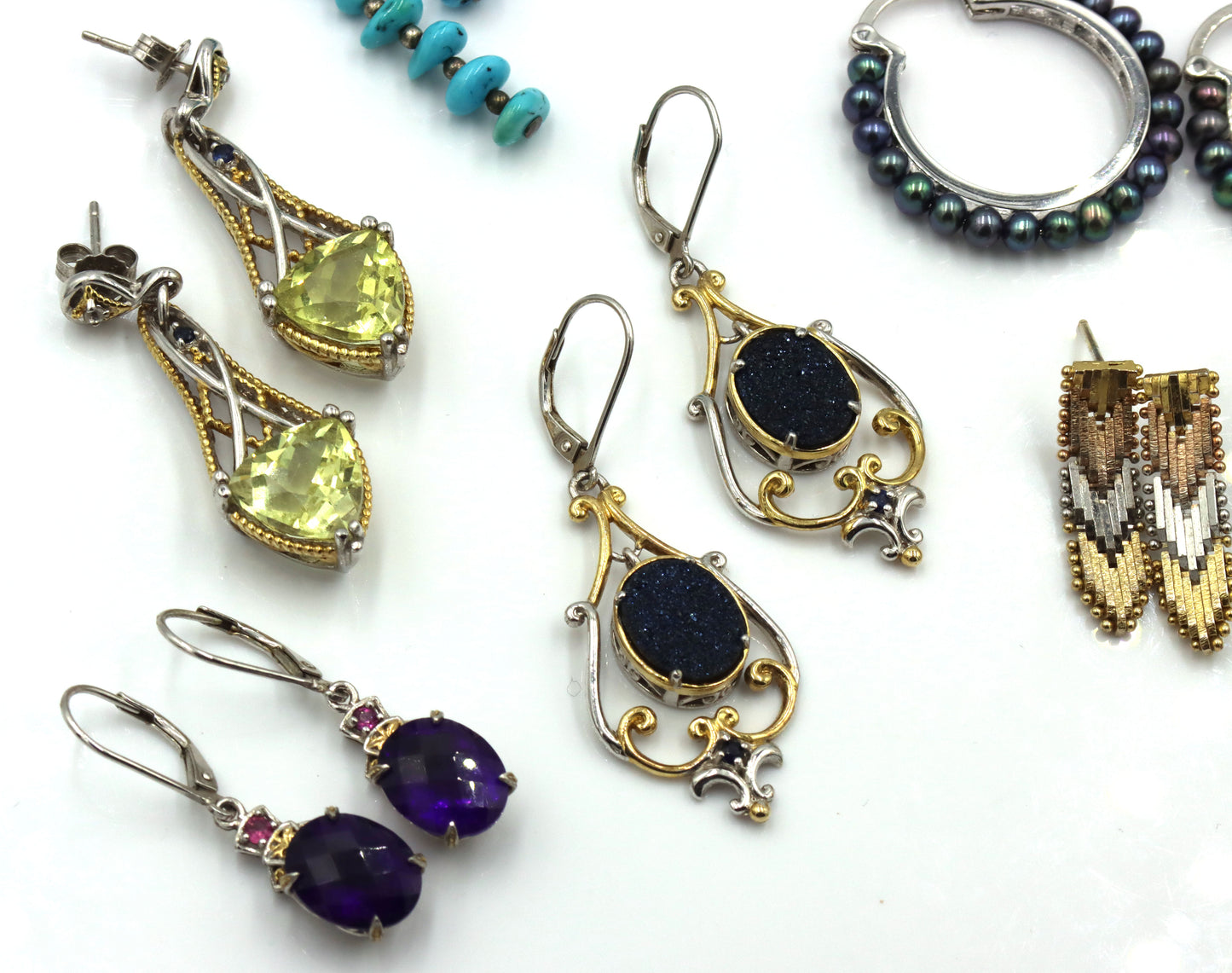 925 Sterling Silver Gemstone Earrings Lot