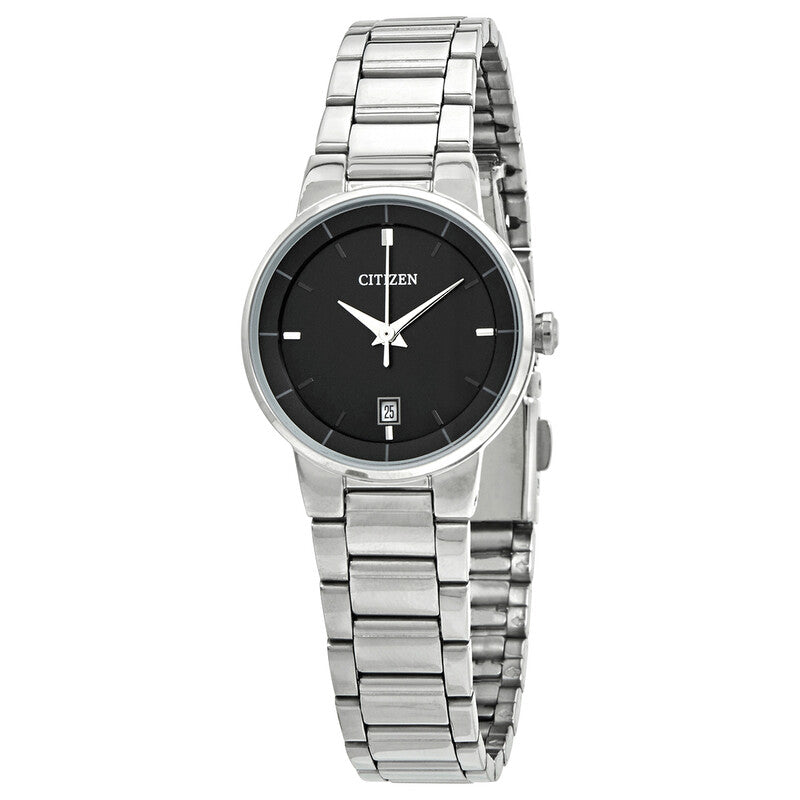Citizen Quartz Black Dial Stainless Steel Ladies Watch