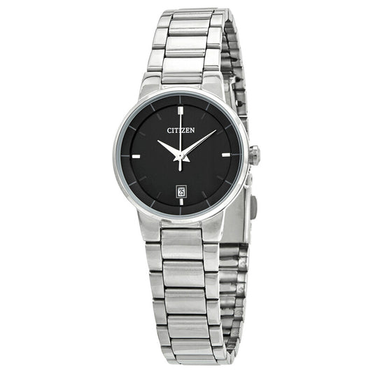 Citizen Quartz Black Dial Stainless Steel Ladies Watch