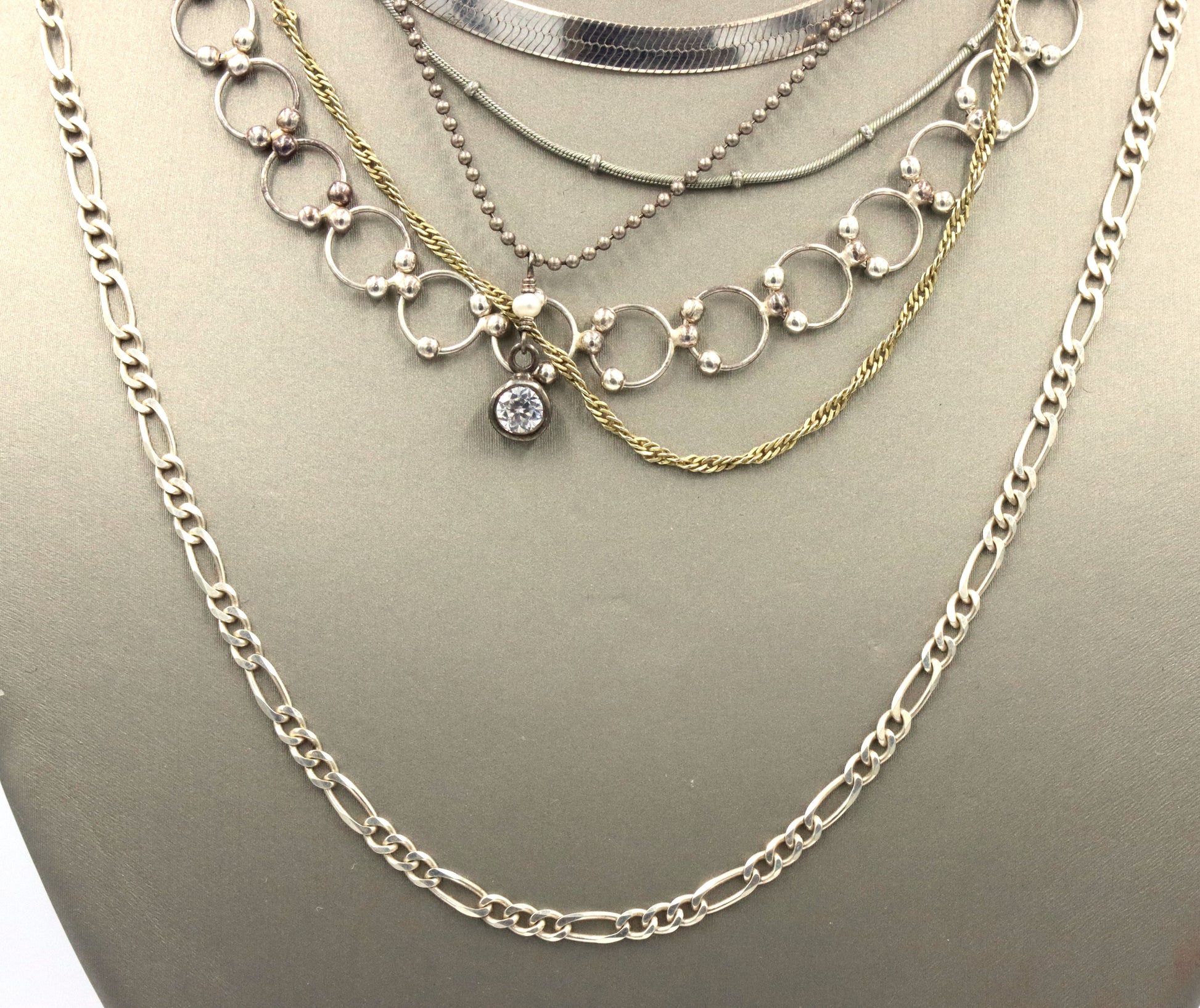 Vintage 925 sterling silver group lot of 7 chain necklaces