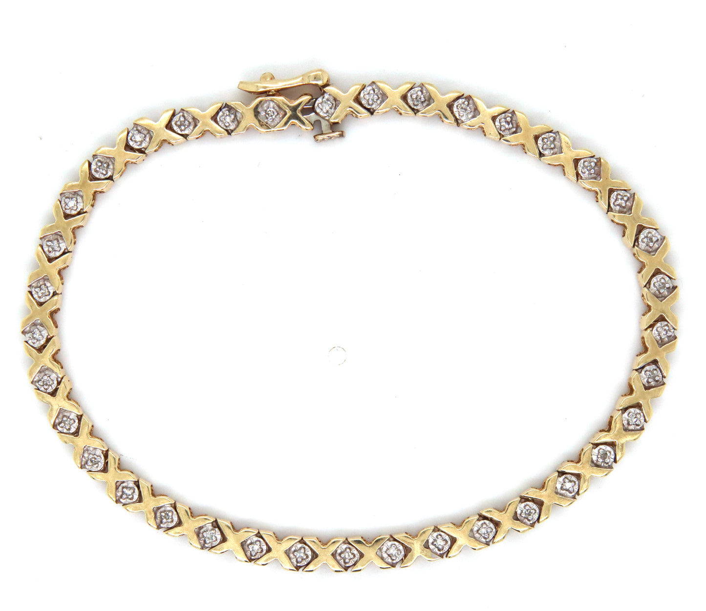 10kt Yellow gold diamond X link bracelet